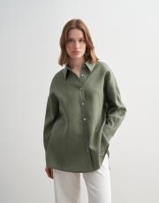 %100 keten gömlek yeşil 4
