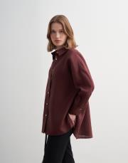 %100 keten gömlek bordo 5