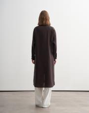 %100 keten biritli gömlek elbise kahverengi 4