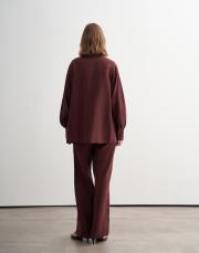 %100 keten manşet detaylı gömlek bordo 3