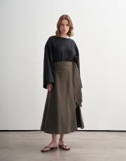 %100 keten anvelop kesim etek haki