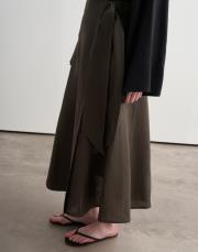 %100 keten anvelop kesim etek haki 3