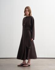 %100 keten anvelop kesim etek kahverengi 3