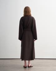 %100 keten anvelop kesim etek kahverengi 4