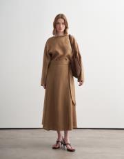 %100 keten anvelop kesim etek camel 2