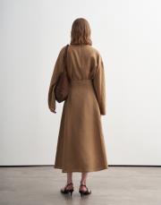 %100 keten anvelop kesim etek camel 4