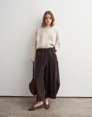 %100 keten şalvar form pantolon kahverengi