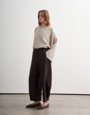 %100 keten şalvar form pantolon kahverengi 2