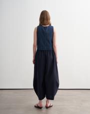 %100 keten şalvar form pantolon lacivert 4