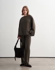 %100 keten kesik detaylı gömlek haki 2