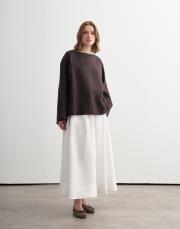 %100 keten kesik detaylı gömlek kahverengi