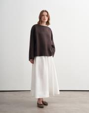 %100 keten kesik detaylı gömlek kahverengi 2