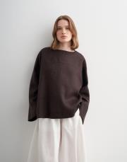 %100 keten kesik detaylı gömlek kahverengi 4