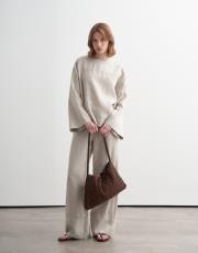 %100 keten kesik detaylı gömlek natürel 2