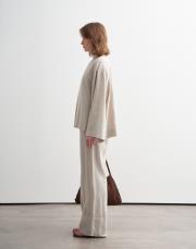 %100 keten kesik detaylı gömlek natürel 3