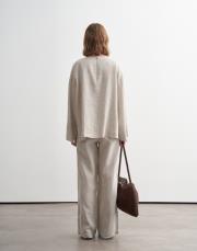 %100 keten kesik detaylı gömlek natürel 4