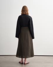 %100 keten kesik detaylı gömlek siyah 3