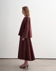 %100 keten kesik detaylı gömlek bordo 2