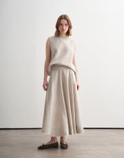 %100 keten parçalı etek natürel