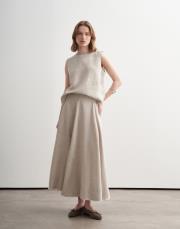 %100 keten parçalı etek natürel 2