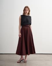 %100 keten parçalı etek bordo