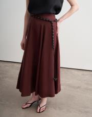 %100 keten parçalı etek bordo 4