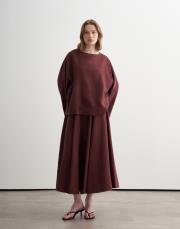 %100 keten parçalı etek bordo 6