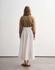 %100 keten parçalı etek ekru 4