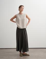 pileli geniş kesim modal pantolon haki 4