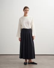 pileli geniş kesim modal pantolon lacivert