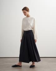 pileli geniş kesim modal pantolon lacivert 3