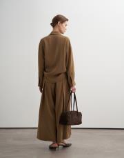 pileli geniş kesim modal pantolon camel 3