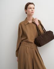 pileli geniş kesim modal pantolon camel 4