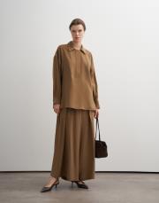 pileli geniş kesim modal pantolon camel 6