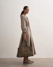 %100 koton bağcıklı elbise açık haki 2