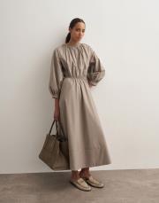 %100 koton bağcıklı elbise açık haki 4