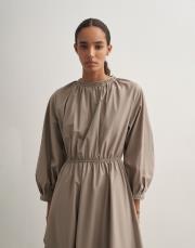 %100 koton bağcıklı elbise açık haki 5