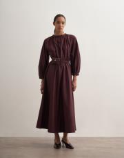 %100 koton bağcıklı elbise bordo