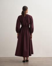 %100 koton bağcıklı elbise bordo 3