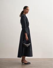 %100 koton bağcıklı elbise koyu lacivert 2