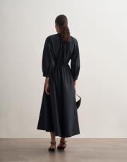 %100 koton bağcıklı elbise koyu lacivert 3