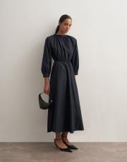 %100 koton bağcıklı elbise koyu lacivert 4