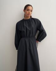 %100 koton bağcıklı elbise koyu lacivert 5