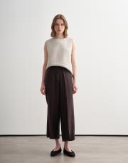 %100 keten culotte pantolon kahverengi