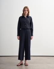 %100 keten culotte pantolon lacivert