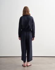 %100 keten culotte pantolon lacivert 4