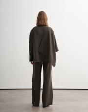 %100 keten şal detaylı gömlek haki 3