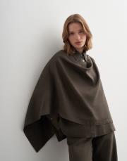 %100 keten şal detaylı gömlek haki 5