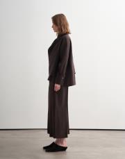 %100 keten şal detaylı gömlek kahverengi 2