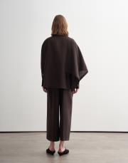 %100 keten şal detaylı gömlek kahverengi 3